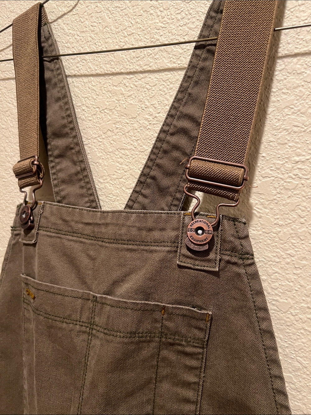 Women’s REI Olive Green Denim Overalls - Picture 4 of 5